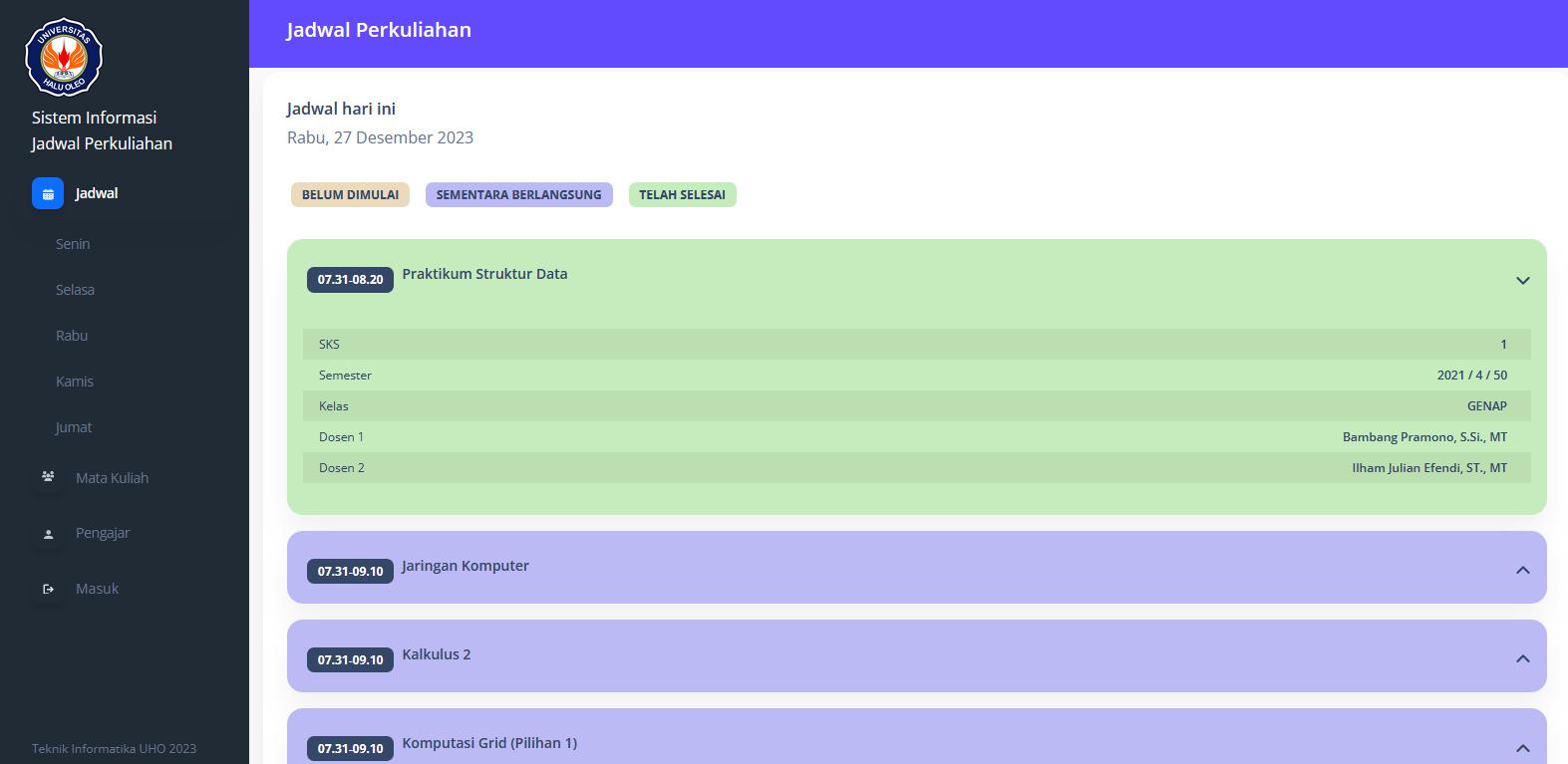 Sistem Informasi Jadwal Kuliah